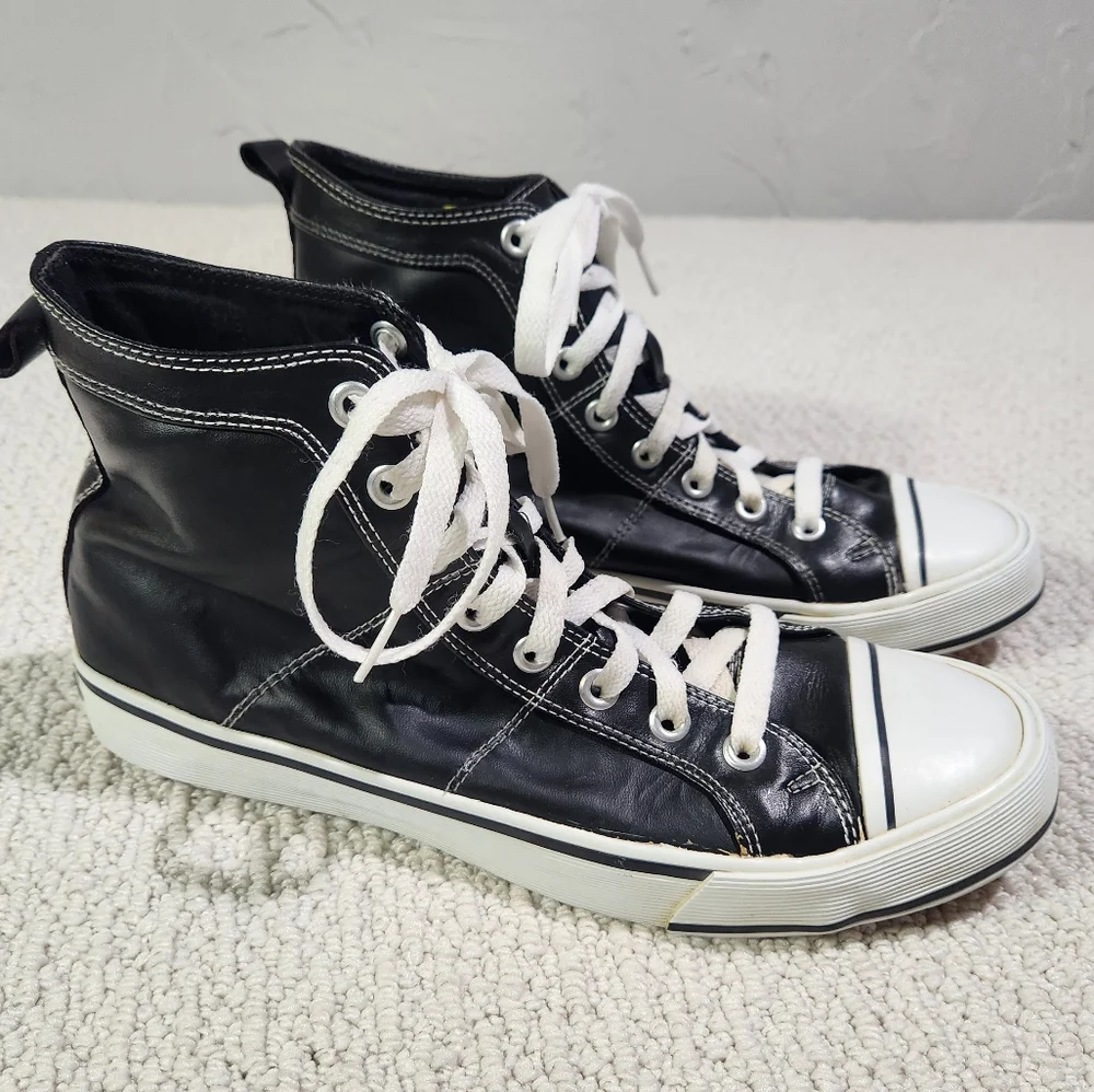 Vintage Starter 'JACK' Blackout Leather Men's Sz 10 Retro High Top Shoes Sneaker